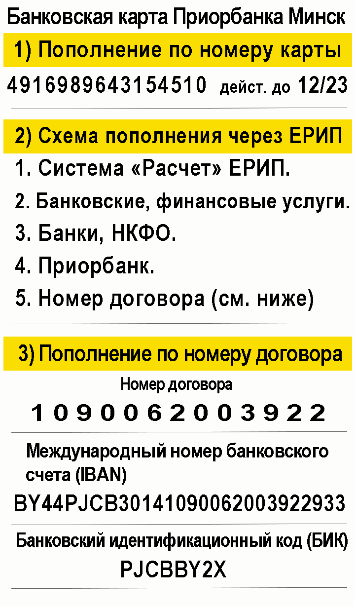 банковские реквизиты